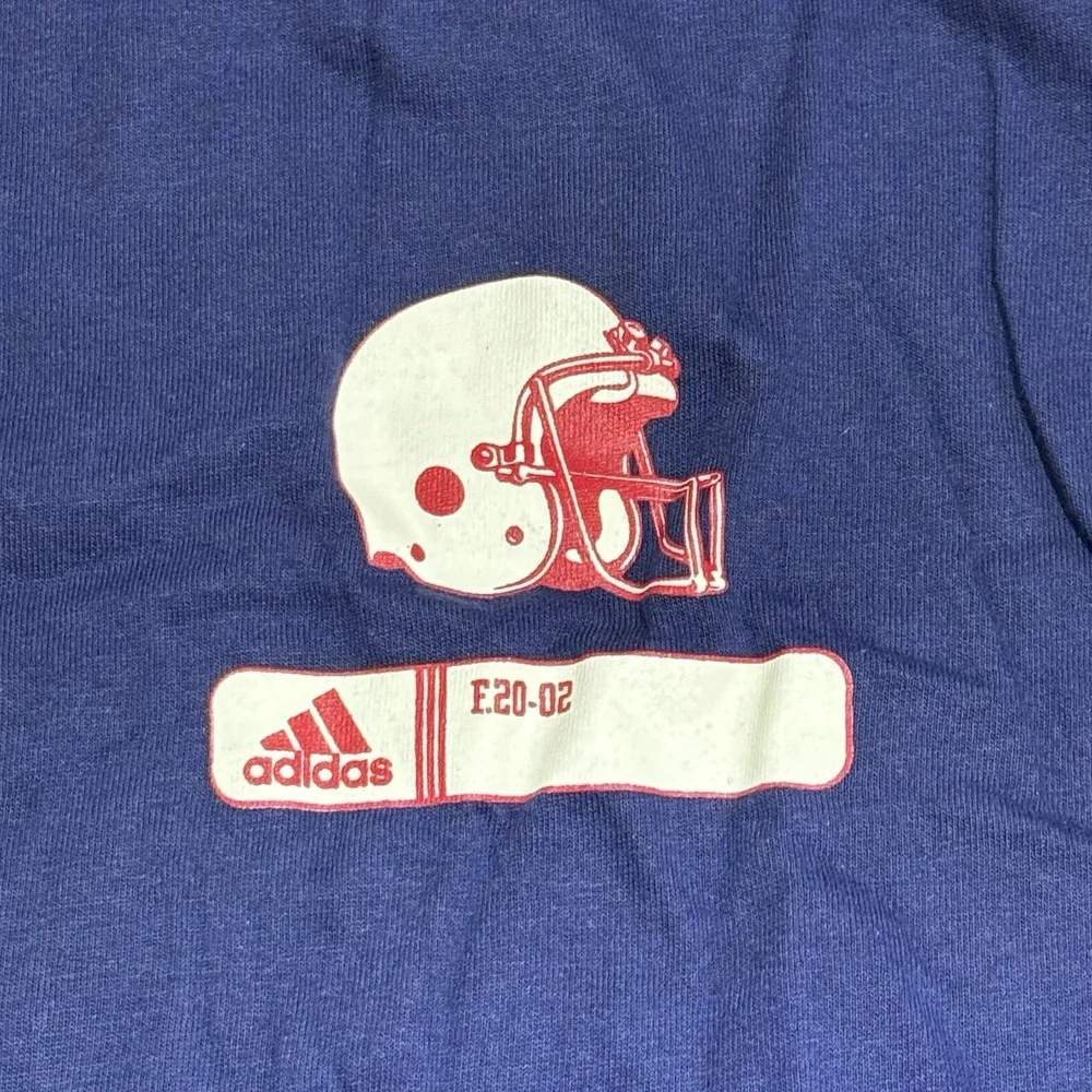 Vintage Adidas Shirt Blue Mens Crewneck Short Sleeve Sz L Football Helmet‎ 2002